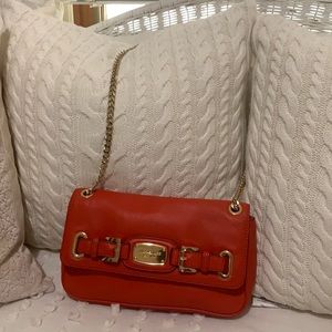 Michael Kors Orange Red Leather Shoulder Bag